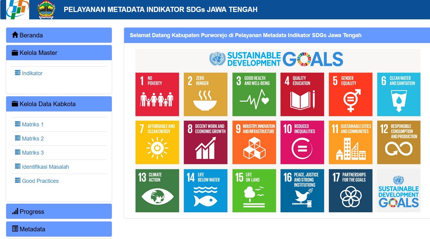 Aplikasi Pemirsa: Pelayanan Metadata Indikator SDGs Jawa Tengah
