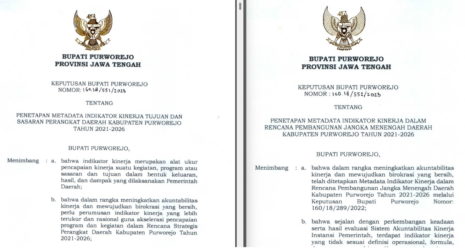 Penetapan Metadata Indikator Kinerja RPJMD & Renstra-PD