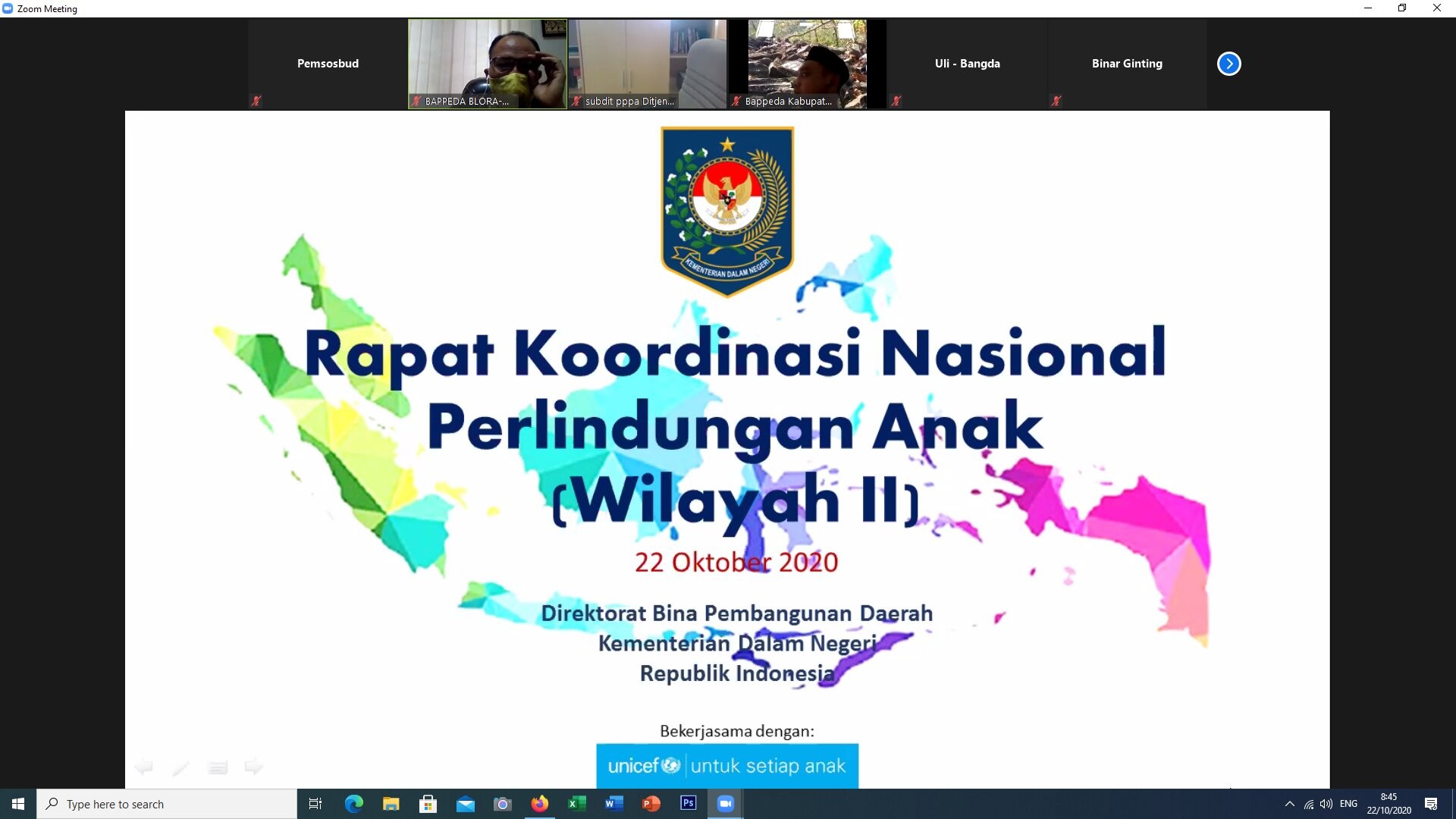 Rapat Koordinasi Nasional Perlindungan Anak (Regional II Wilayah Jawa dan Bali) Kerjasama RI – UNICEF 2016-2020