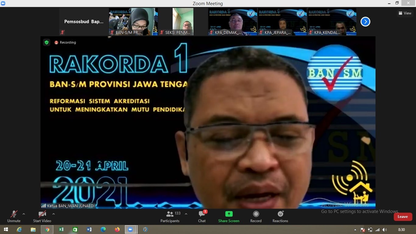 Rapat Koordinasi Daerah  I Tahun 2021 Badan Akreditasi Nasional Sekolah/Madrasah Provinsi Jawa Tengah