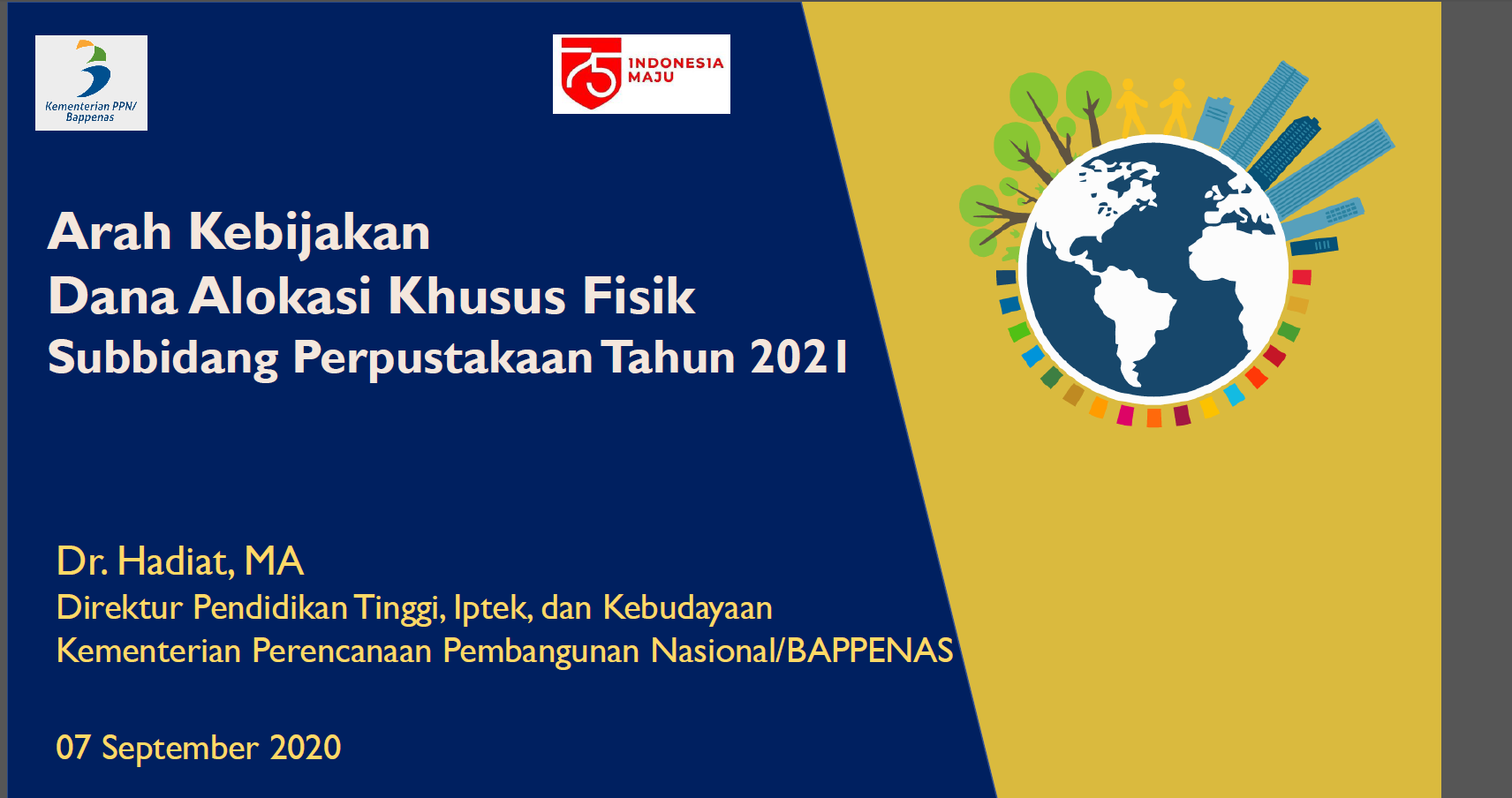 SINKRONISASI USULAN DANA ALOKASI KHUSUS (DAK) FISIK BIDANG PENDIDIKAN SUBBIDANG PERPUSTAKAAN TAHUN ANGGARAN 2021
