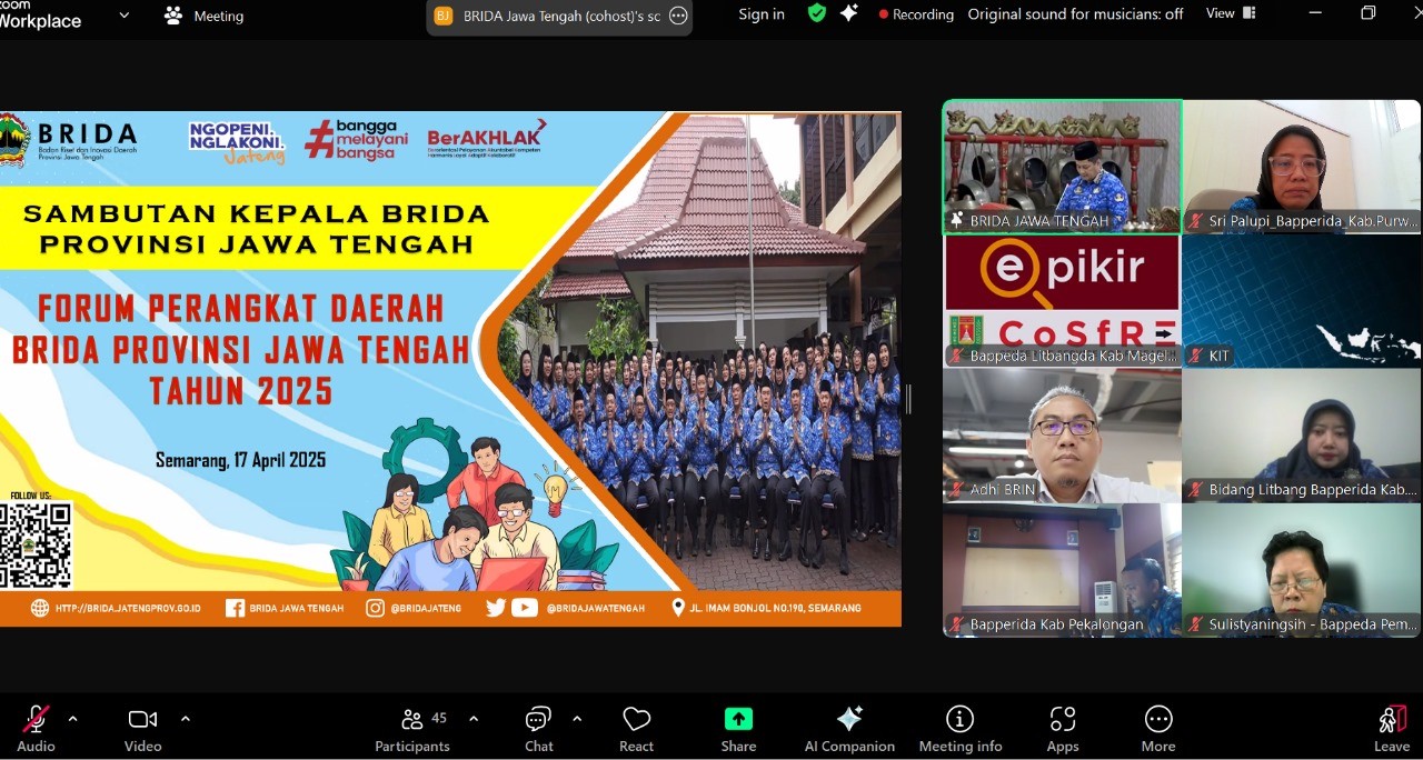 Forum Perangkat Daerah BRIDA Propinsi Jawa Tengah dalam Rangka Penyusunan Renja 2026 dan Renstra 2025-2029