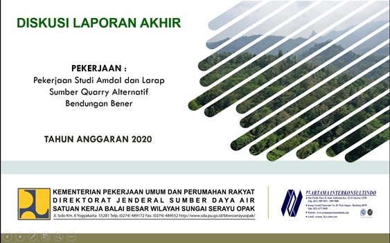 Bappeda Purworejo Mengikuti Vidcon Diskusi Laporan Akhir Pembahasan Pekerjaan Studi Amdal dan Larap  Sumber Quarry Alternatif  Bendungan Bener 